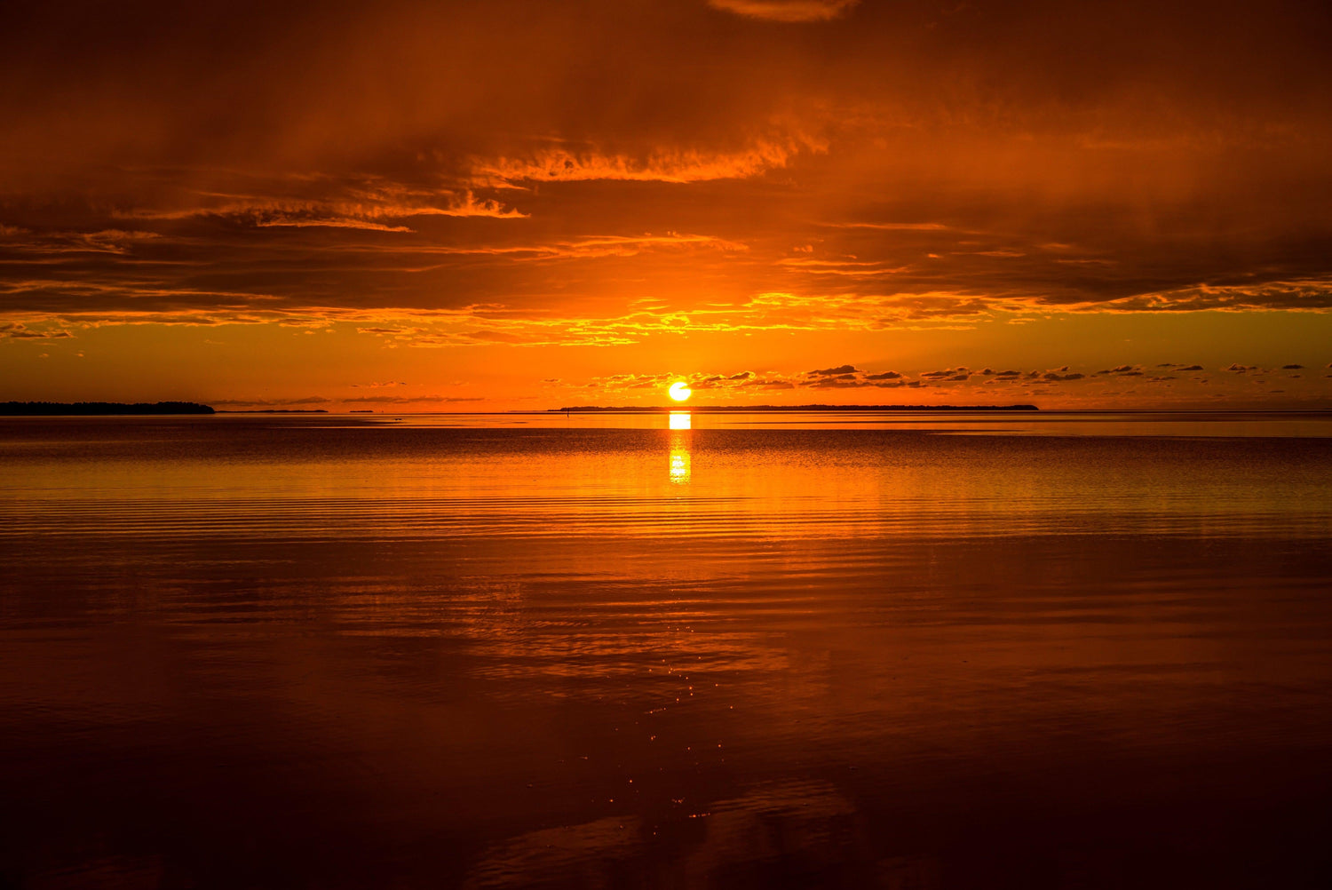 Fine art print of an explosive sunrise over the Everglades National Park in southern Florida.
