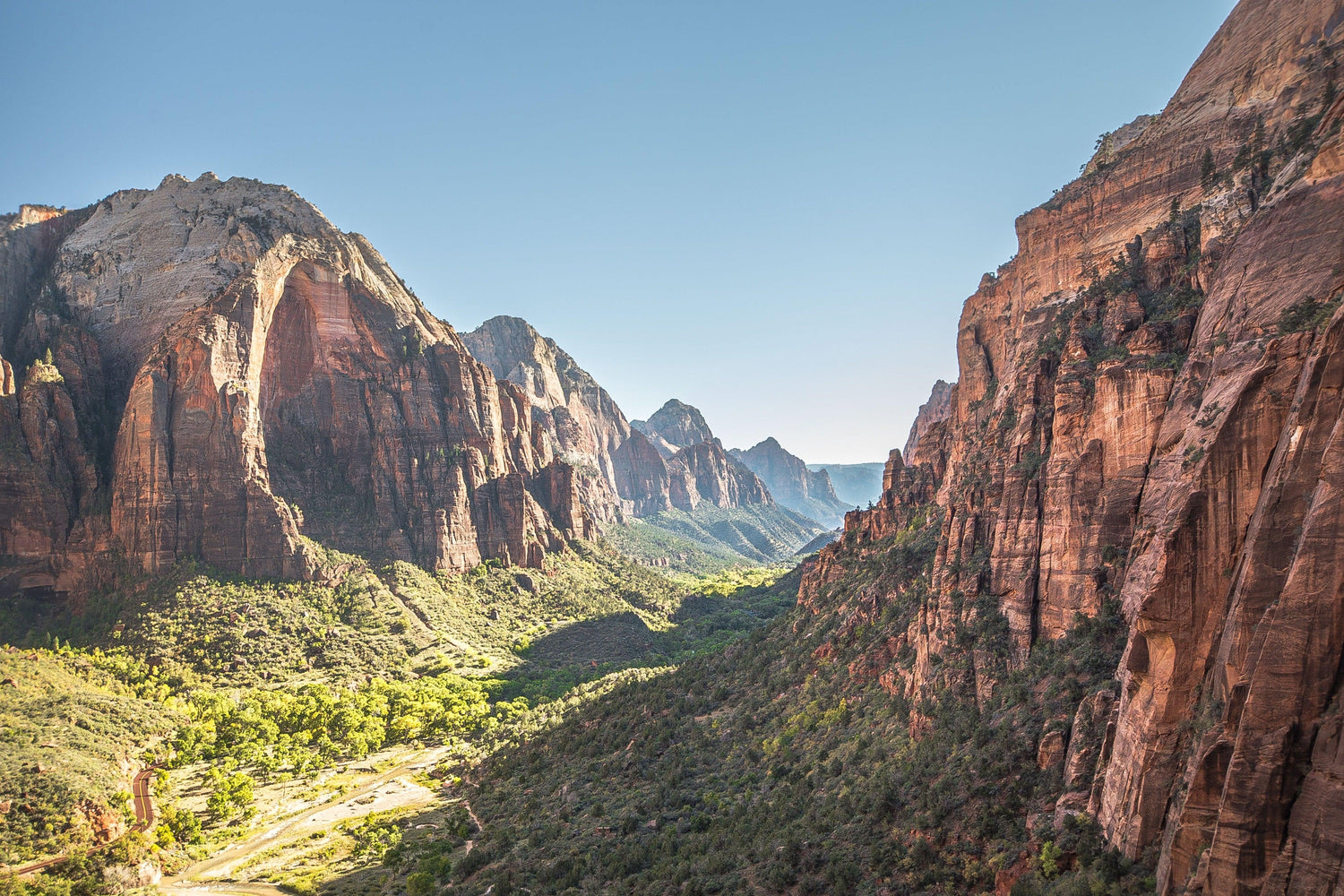 Fine Zion National Park photography print of the Zion valley walking down from Angel's Landing.