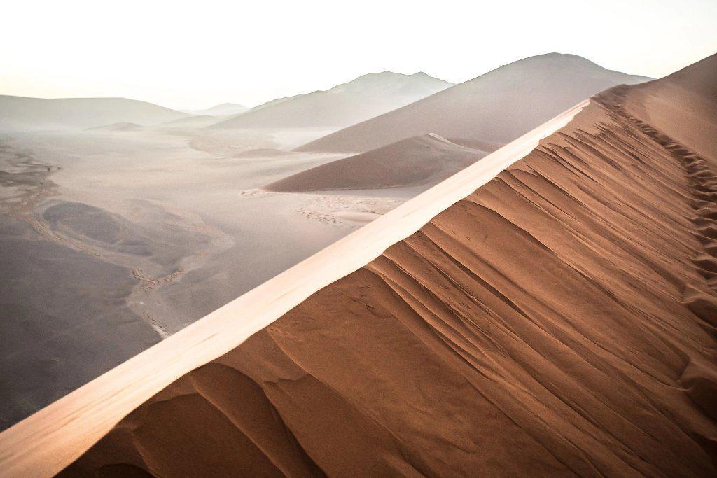 Fine photographic and art print of sunrise at Dune 45 in the Namib Desert's Sossusvlei area in Namibia.