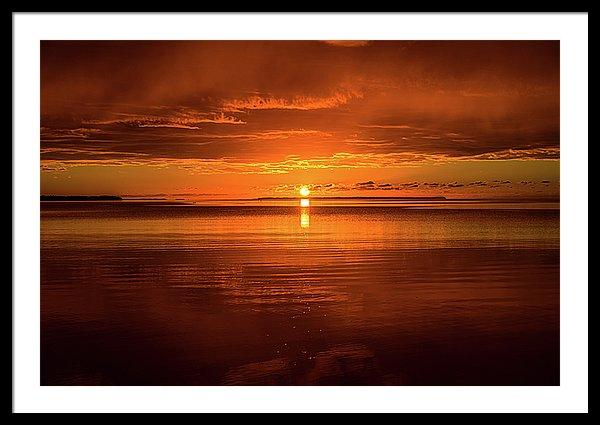 Framed fine art print of an explosive sunrise over the Everglades National Park in southern Florida. 