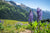 Fine Pacific Crest Trail photography print of two Lavender flowers in the foreground of the Washington mountains along the spring-time PCT.