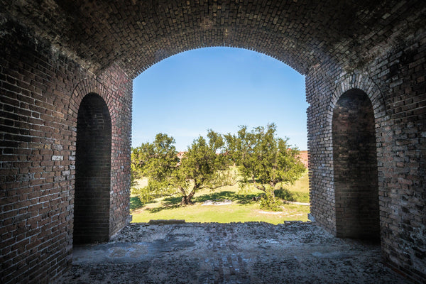 Fine Dry Tortugas National Park photography print of a prison cell looking into the courtyard of Fort Jefferson.