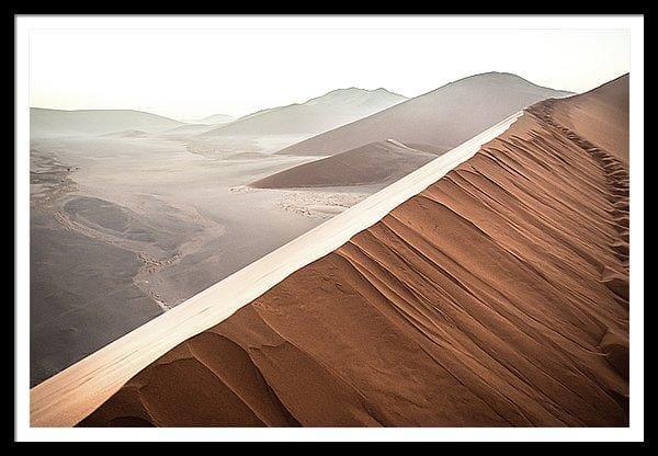 Framed fine photographic and art print of sunrise at Dune 45 in the Namib Desert's Sossusvlei area in Namibia.