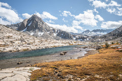 Fine photographic and art print of dramatic mountain and lake landscapes along the Sierra section of the Pacific Crest Trail.