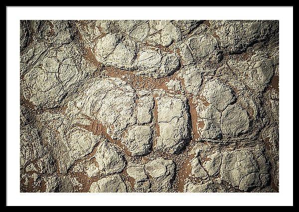 Framed fine photography print of a close up of the scorched and cracked Namib Desert floor in Namibia's Sossusvlei area.
