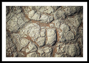 Framed fine photography print of a close up of the scorched and cracked Namib Desert floor in Namibia's Sossusvlei area.